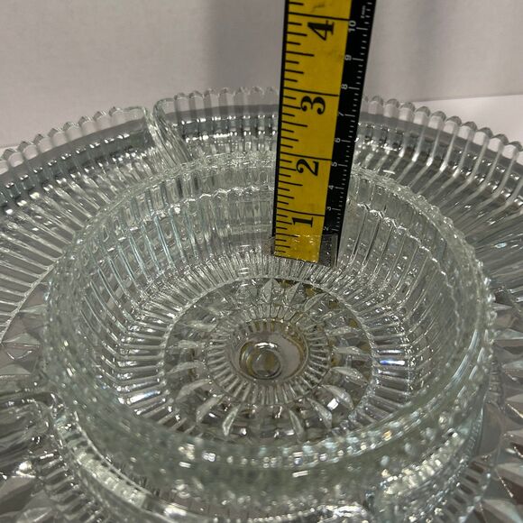 Vintage Kromex Lazy Susan Revolving Serving Platter Glass Inserts Chrome Base - Picture 8 of 12